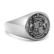 Nialaya Crest Lion Deer Rostfritt Stål Ring Gray, Herr