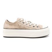 Valentino Beige Canvas Platform Sneakers Beige, Dam