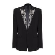 Balmain Blazer med broderad bambukrage Black, Herr