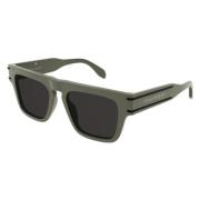 Alexander McQueen Selvedge Lines Rectangular Sunglasses Green, Herr