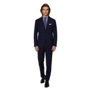 Boggi Milano Pinstripe ren ull kostym Blue, Herr