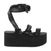 Moschino Svart Ribbon Plateau Sandal Black, Dam