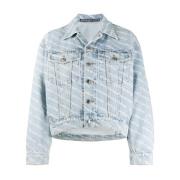 Alexander Wang Logo-Print Jeansjacka Blue, Dam