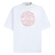 Marni T-shirt i ekologisk bomull med cirkulärt logotyp White, Herr