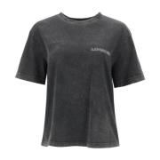 Alessandra Rich Oversized T-shirt med grafiskt tryck och strass Gray, ...