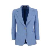 Tagliatore Linneblandning Texturerad Blazer Blue, Dam