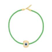 Timeless Pearly Halsband med charm i vävt silkesatin Green, Dam