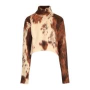 Gcds Cropped Mohair Sweater Brown, Dam
