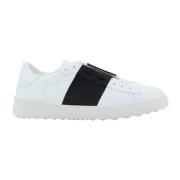 Valentino Garavani Öppna lädersneakers med nitar White, Dam