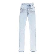 Isabel Marant Frayed V-Seam Straight Leg Jeans Blue, Dam