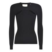 Isabel Marant Svart Ribbad Cut-Out Sweatshirt Black, Dam