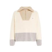 Tommy Hilfiger Cardi Stitch Halv-Zip Tröja Beige, Dam