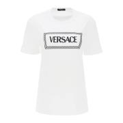 Versace Logobroderad Bomullst-shirt White, Dam