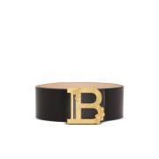 Balmain Bred kalvskinn B-Bälte Black, Dam