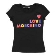 Love Moschino Svart bomullst-shirt med detalj Black, Dam