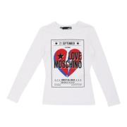 Love Moschino Vit bomullst-shirt med spandex White, Dam