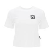 Palm Angels Ski Club T-shirt med Monogram Patch White, Dam