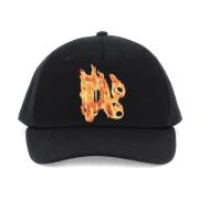 Palm Angels Brinnande Monogram Baseball Cap Black, Herr