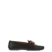 Tod's Loafer med metallkedja och handstickade detaljer Black, Dam