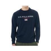 U.s. Polo Assn. Broderad Bomull Crewneck Sweatshirt Blue, Herr