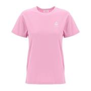 Isabel Marant Étoile Broderad Logotyp Ekologisk Bomull T-Shirt Pink, D...