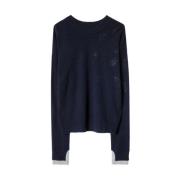 Zadig & Voltaire Marinblå Fin Merino Jersey Blue, Dam