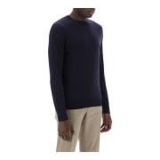 Ermenegildo Zegna Silke och Cashmere Crew-Neck Sweater Blue, Herr