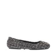 Tory Burch Silver och Svart Boucle Ballerina Black, Dam