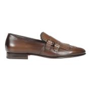 Santoni Mörkbruna Double Monks Strap Skor Brown, Herr