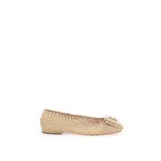 Roger Vivier Raffia Ballerina med Strass Spänne Beige, Dam