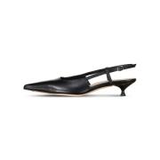 AGL Elegant Läder Sling-Back Pumps Black, Dam