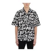 Dsquared2 Allover Print Bowling Skjorta Black, Herr