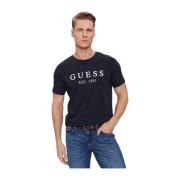 Guess Logo Frontal T-Shirt - Stretch Blue, Herr