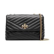 Tory Burch Kira Chevron Axelväska Black, Dam