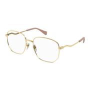 Gucci Gold Eyewear Frames Yellow, Unisex