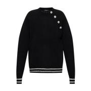 Balmain Tröja med dekorativt spänne Black, Herr