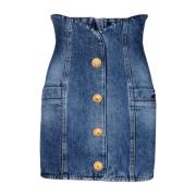 Balmain Denim tulpankjol med knappar Blue, Dam