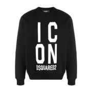 Dsquared2 Svart Ikon Logo Sweatshirt Black, Herr