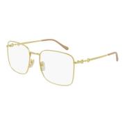 Gucci Gold Light Pink Eyewear Frames Yellow, Unisex