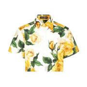 Dolce & Gabbana Gul Cropped Skjorta med Korta ärmar Yellow, Dam