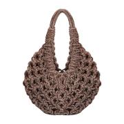 Hibourama Handgjord Diamond Hobo Väska Brown, Dam