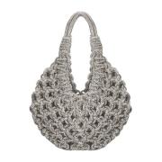 Hibourama Handgjord Diamond Hobo Väska Gray, Dam