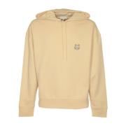 Maison Kitsuné Modig Räv Huvud Patch Hoodie Tröja Beige, Herr