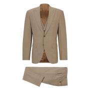 Hugo Boss Single Breasted Suits Beige, Herr