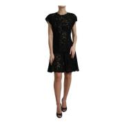 Dolce & Gabbana Svart Blommig Spets A-linje Miniklänning Black, Dam