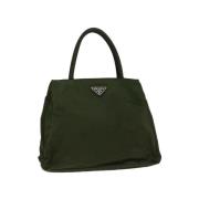 Prada Vintage Pre-owned Nylon handvskor Green, Dam