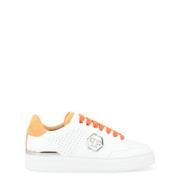 Philipp Plein Vit och Orange Perforerade Lädersneakers White, Herr