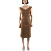 Manila Grace Midi Dresses Brown, Dam