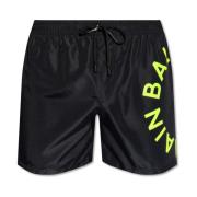 Balmain Badshorts med logotyp Black, Herr