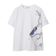 Burberry Handmålad Konst Vita T-shirts White, Dam
